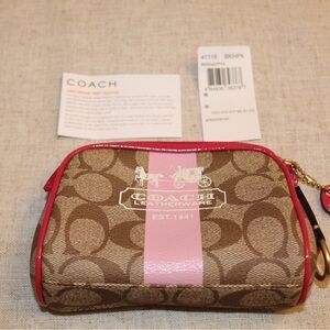 Coach Brown and Pink Cosmetic Bag